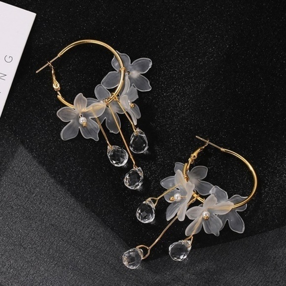 NEW Sweet Flower Crystal Pendant Earrings - Picture 3 of 7